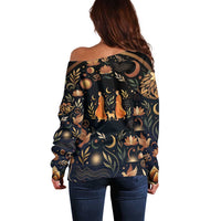 Peace 2026 Spiritual Harmony Off Shoulder Sweater Bohemian Celestial Mandala Illustration