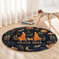 Peace 2026 Spiritual Harmony Round Carpet Bohemian Celestial Mandala Illustration