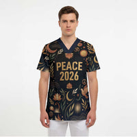 Peace 2026 Spiritual Harmony Scrub Top Bohemian Celestial Mandala Illustration