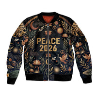 Peace 2026 Spiritual Harmony Sleeve Zip Bomber Jacket Bohemian Celestial Mandala Illustration