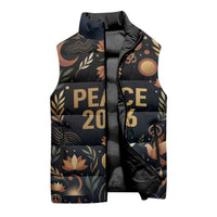 Peace 2026 Spiritual Harmony Sleeveless Puffer Jacket Bohemian Celestial Mandala Illustration