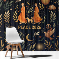 Peace 2026 Spiritual Harmony Window Curtain Bohemian Celestial Mandala Illustration