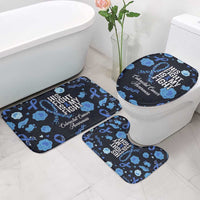 His Fight Is My Fight Colorectal Cancer Awareness Bathroom Set Blue Ribbon Heart Pattern Illustration
