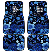 His Fight Is My Fight Colorectal Cancer Awareness Car Mats Blue Ribbon Heart Pattern Illustration