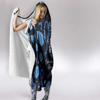 His Fight Is My Fight Colorectal Cancer Awareness Hooded Blanket Blue Ribbon Heart Pattern Illustration