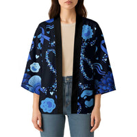 His Fight Is My Fight Colorectal Cancer Awareness Kimono Blue Ribbon Heart Pattern Illustration