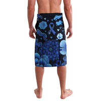 His Fight Is My Fight Colorectal Cancer Awareness Lavalava Blue Ribbon Heart Pattern Illustration