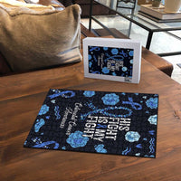 His Fight Is My Fight Colorectal Cancer Awareness Puzzle Blue Ribbon Heart Pattern Illustration