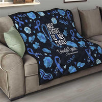 His Fight Is My Fight Colorectal Cancer Awareness Quilt Blue Ribbon Heart Pattern Illustration