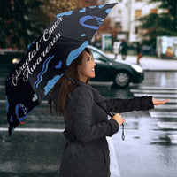 His Fight Is My Fight Colorectal Cancer Awareness Umbrella Blue Ribbon Heart Pattern Illustration