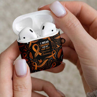 Personalized I Wear Orange Kidney Cancer Awareness AirPods Case Feathered Ribbon Silhouette Illustration