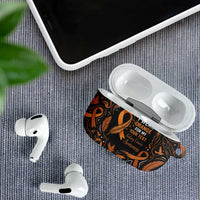 Personalized I Wear Orange Kidney Cancer Awareness AirPods Case Feathered Ribbon Silhouette Illustration