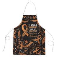 Personalized I Wear Orange Kidney Cancer Awareness Apron Feathered Ribbon Silhouette Illustration
