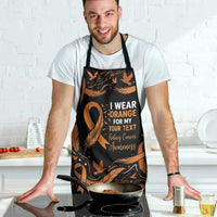 Personalized I Wear Orange Kidney Cancer Awareness Apron Feathered Ribbon Silhouette Illustration