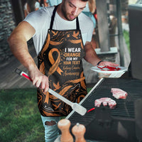 Personalized I Wear Orange Kidney Cancer Awareness Apron Feathered Ribbon Silhouette Illustration