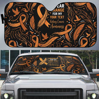 Personalized I Wear Orange Kidney Cancer Awareness Auto Sun Shade Feathered Ribbon Silhouette Illustration
