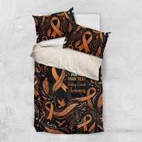 Personalized I Wear Orange Kidney Cancer Awareness Bedding Set Feathered Ribbon Silhouette Illustration