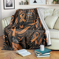 Personalized I Wear Orange Kidney Cancer Awareness Blanket Feathered Ribbon Silhouette Illustration
