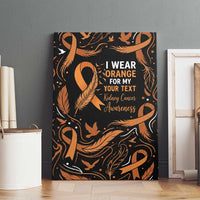 Personalized I Wear Orange Kidney Cancer Awareness Canvas Wall Art Feathered Ribbon Silhouette Illustration