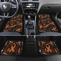 Personalized I Wear Orange Kidney Cancer Awareness Car Mats Feathered Ribbon Silhouette Illustration