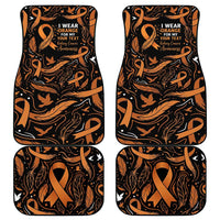 Personalized I Wear Orange Kidney Cancer Awareness Car Mats Feathered Ribbon Silhouette Illustration