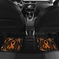 Personalized I Wear Orange Kidney Cancer Awareness Car Mats Feathered Ribbon Silhouette Illustration