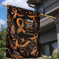 Personalized I Wear Orange Kidney Cancer Awareness Garden Flag Feathered Ribbon Silhouette Illustration