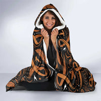 Personalized I Wear Orange Kidney Cancer Awareness Hooded Blanket Feathered Ribbon Silhouette Illustration