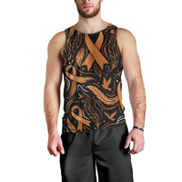 Personalized I Wear Orange Kidney Cancer Awareness Men Tank Top Feathered Ribbon Silhouette Illustration