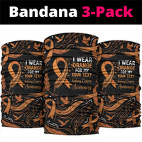 Personalized I Wear Orange Kidney Cancer Awareness Neck Gaiter Feathered Ribbon Silhouette Illustration