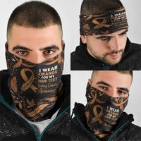 Personalized I Wear Orange Kidney Cancer Awareness Neck Gaiter Feathered Ribbon Silhouette Illustration
