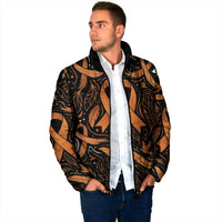 Personalized I Wear Orange Kidney Cancer Awareness Padded Jacket Feathered Ribbon Silhouette Illustration