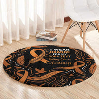 Personalized I Wear Orange Kidney Cancer Awareness Round Carpet Feathered Ribbon Silhouette Illustration
