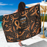 Personalized I Wear Orange Kidney Cancer Awareness Sarong Feathered Ribbon Silhouette Illustration