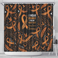 Personalized I Wear Orange Kidney Cancer Awareness Shower Curtain Feathered Ribbon Silhouette Illustration