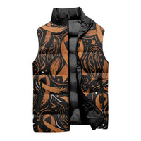 Personalized I Wear Orange Kidney Cancer Awareness Sleeveless Puffer Jacket Feathered Ribbon Silhouette Illustration