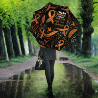 Personalized I Wear Orange Kidney Cancer Awareness Umbrella Feathered Ribbon Silhouette Illustration