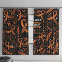 Personalized I Wear Orange Kidney Cancer Awareness Window Curtain Feathered Ribbon Silhouette Illustration