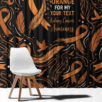 Personalized I Wear Orange Kidney Cancer Awareness Window Curtain Feathered Ribbon Silhouette Illustration