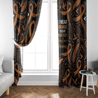 Personalized I Wear Orange Kidney Cancer Awareness Window Curtain Feathered Ribbon Silhouette Illustration