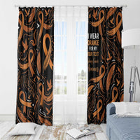 Personalized I Wear Orange Kidney Cancer Awareness Window Curtain Feathered Ribbon Silhouette Illustration