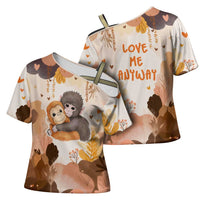 Punch The Monkey Cross Shoulder Shirt Love Me Anyway Baby Monkeys Cute Plush Hugging