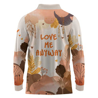 Punch The Monkey Long Sleeve Polo Shirt Love Me Anyway Baby Monkeys Cute Plush Hugging