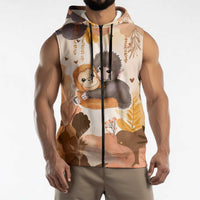 Punch The Monkey Sleeveless Zip Hoodie Love Me Anyway Baby Monkeys Cute Plush Hugging