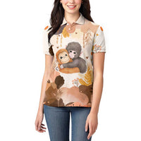 Punch The Monkey Women Polo Shirt Love Me Anyway Baby Monkeys Cute Plush Hugging
