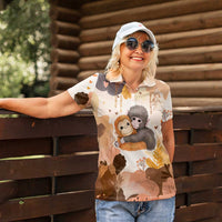 Punch The Monkey Women Polo Shirt Love Me Anyway Baby Monkeys Cute Plush Hugging