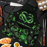 Cerebral Palsy Awareness Infinity Heart Apron Neon Green Ribbon Pattern Illustration