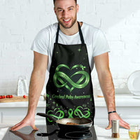 Cerebral Palsy Awareness Infinity Heart Apron Neon Green Ribbon Pattern Illustration