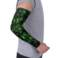 Cerebral Palsy Awareness Infinity Heart Arm Sleeves Neon Green Ribbon Pattern Illustration