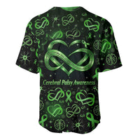 Cerebral Palsy Awareness Infinity Heart Baseball Jersey Neon Green Ribbon Pattern Illustration